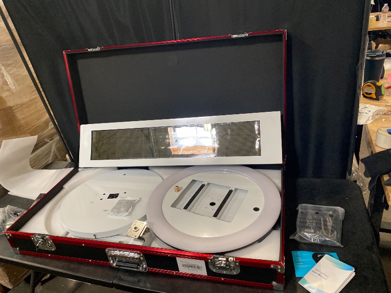 Photo 1 of Portable Photo Booth with 22 Inch RGB Ring Light, Supports External Printer Connection, HD Portrait Selfie, Beauty Filters & Face Detection for Wedding Birthday Party Events Rental(Flight Case+red and black)
