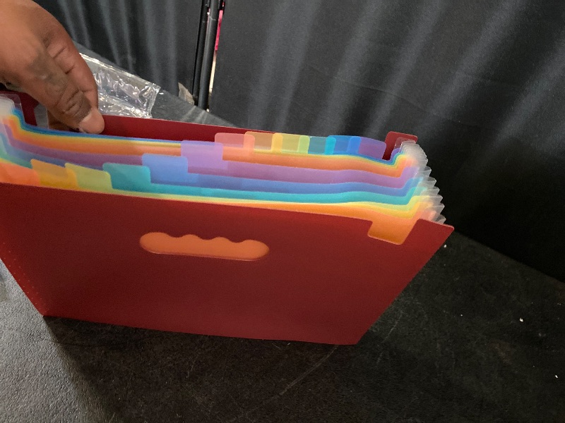 Photo 1 of 1pc 25 Pockets File Folder Organizer, Expandable Plastic Filing Box, Paper/Document/Receipt Organizer Folders (A4/Letter Size) Art Supplies Folder Multi-Purpose Standing Folder for Office School Home