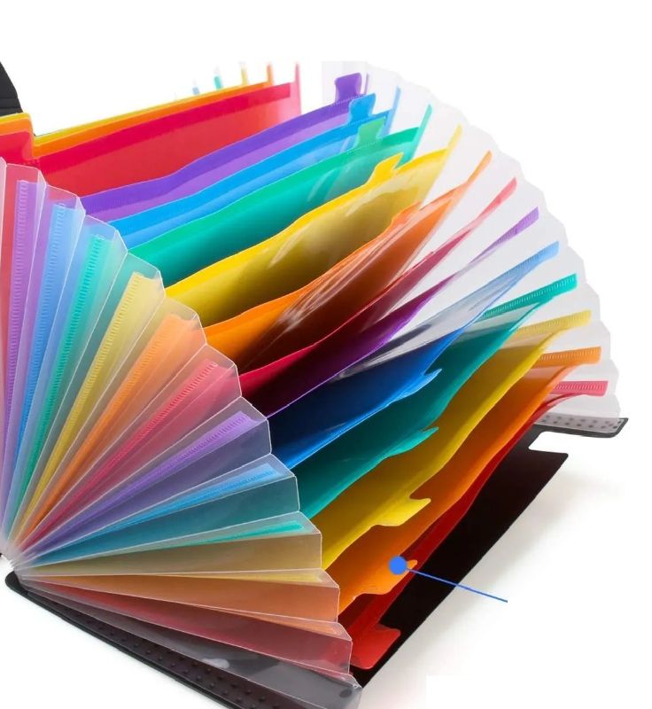 Photo 1 of 1pc 25 Pockets File Folder Organizer, Expandable Plastic Filing Box, Paper/Document/Receipt Organizer Folders (A4/Letter Size) Art Supplies Folder Multi-Purpose Standing Folder for Office School Home