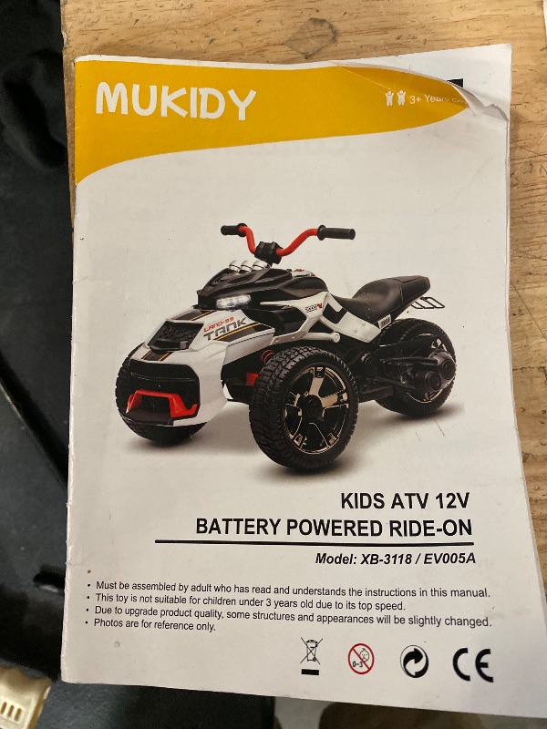 Photo 1 of 12V Kids Electric Motorcycle Ride on ATV, 3 Wheeler Power Wheel, w/LED Lights, EVA Tires, High & Low Speed, Horn, Music, Police car