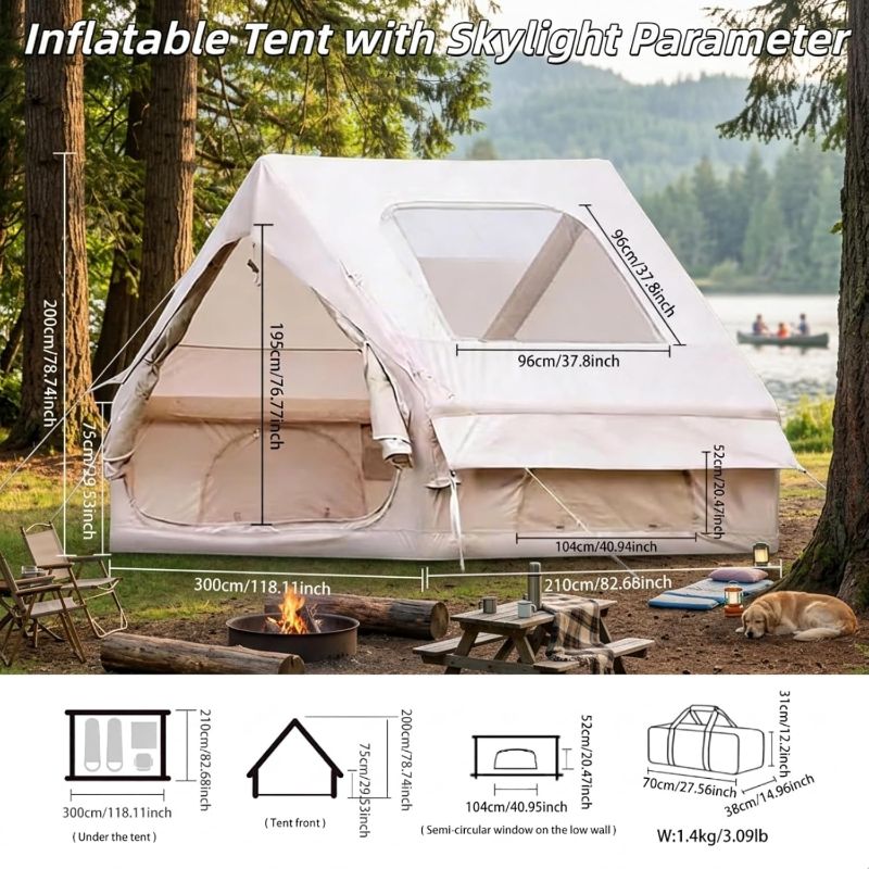 Photo 1 of 4-6 Person Inflatable Tent - 5 Min Easy Setup, Waterproof Oxford, Mosquito Net | Portable Camping Tent for Family Trips, Festivals & Stargazing