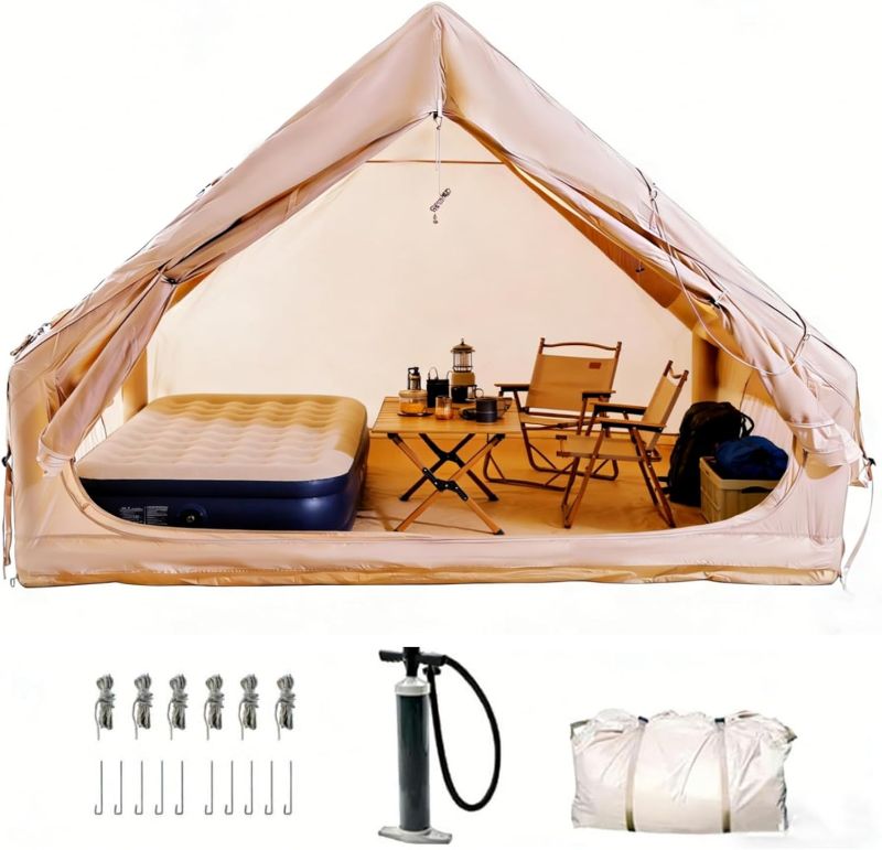 Photo 1 of 4-6 Person Inflatable Tent - 5 Min Easy Setup, Waterproof Oxford, Mosquito Net | Portable Camping Tent for Family Trips, Festivals & Stargazing