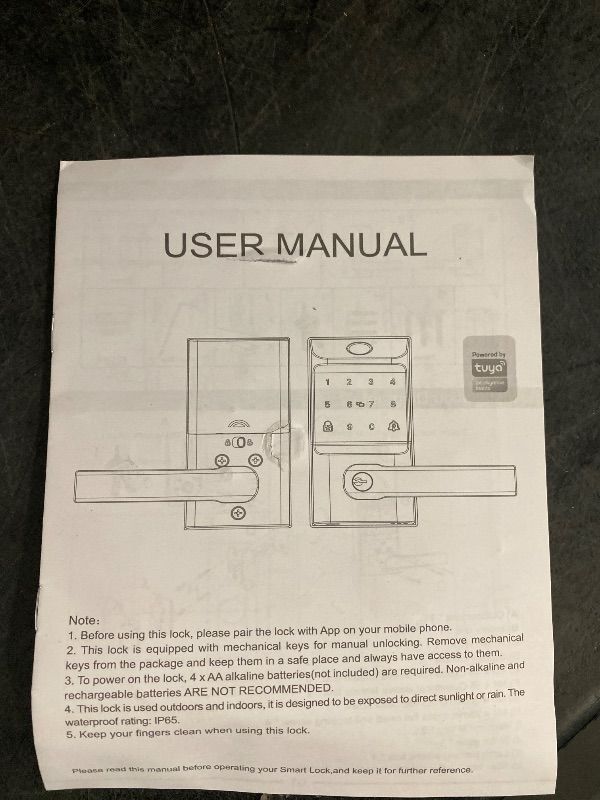 Photo 1 of  Keypad Smart Door Lock with Handle, Keyless Entry Deadbolt for Front Door, Smart Auto Lock Deadbolt with Phone/Watch App Control, Biometric Fingerprint Gate Handle with 7 Ways to Unlock