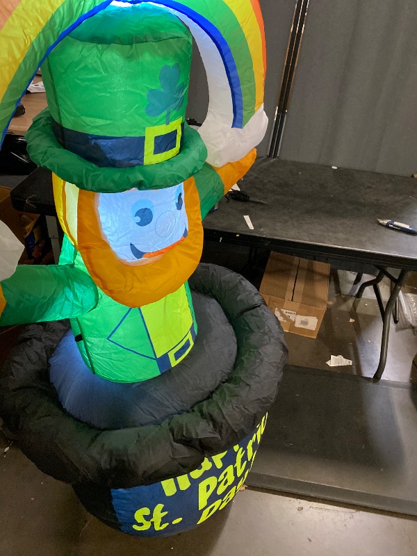 Photo 1 of 8 FT St Patricks Day Inflatables Outdoor Decorations Leprechaun in Pot of Gold