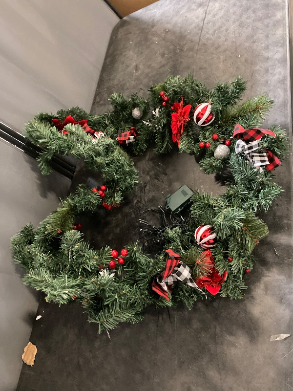 Photo 1 of Christmas Garland Lighted Indoor Outdoor Decorations Artificial Christmas Garlands with Light Mantel Candy Cane for Door Porch Holiday Party Outdoor Indoor Xmas Decor 6FT