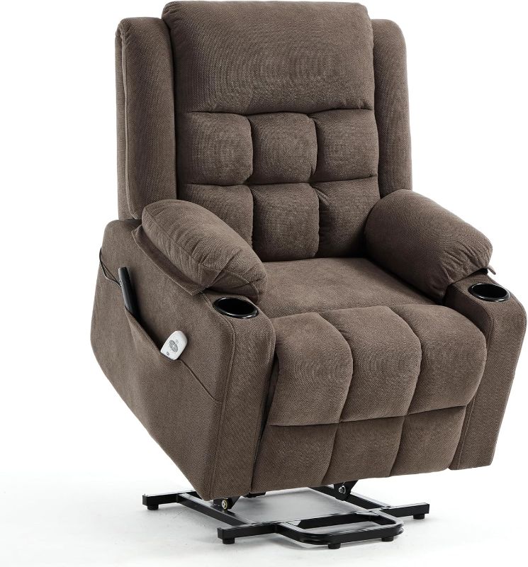 Photo 1 of Power Lift Chair Recliners for Elderly with Heat and Massage, Recliner Chairs for Adults, Upgraded Fabric Recliner with USB & Type-C Charge Port, Cup Holders, L9912?Velet Brown?