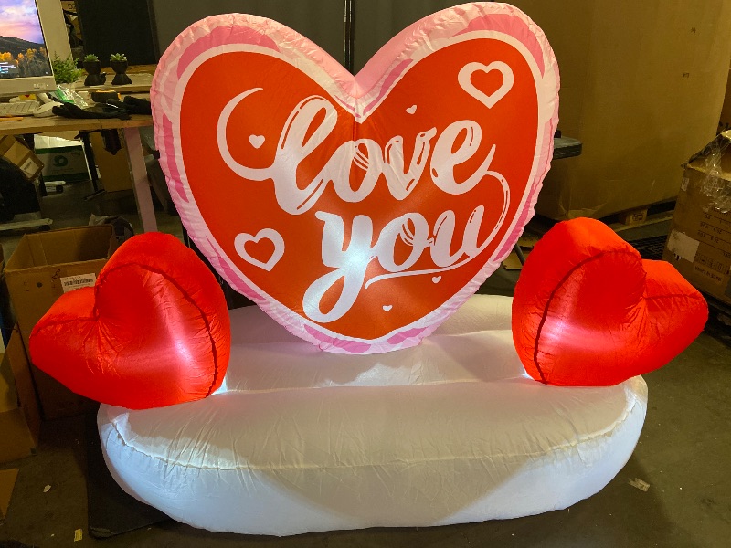 Photo 1 of 5 ft. Inflatable Lighted Valentine's Day Hearts Outdoor Decoration