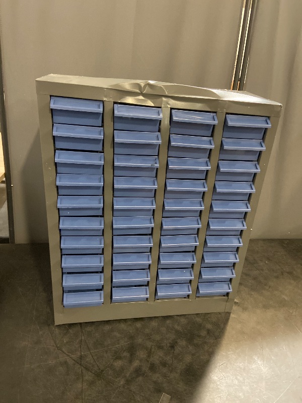 Photo 1 of 40 Drawers Part Cabinet Bolt and Nut Tool Storage Documents with ABS Material Drawer for Hardware Organization Equipment Shelves Workshop and Office Supplies, Grey