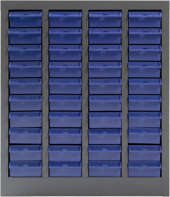 Photo 1 of 40 Drawers Part Cabinet Bolt and Nut Tool Storage Documents with ABS Material Drawer for Hardware Organization Equipment Shelves Workshop and Office Supplies, Grey