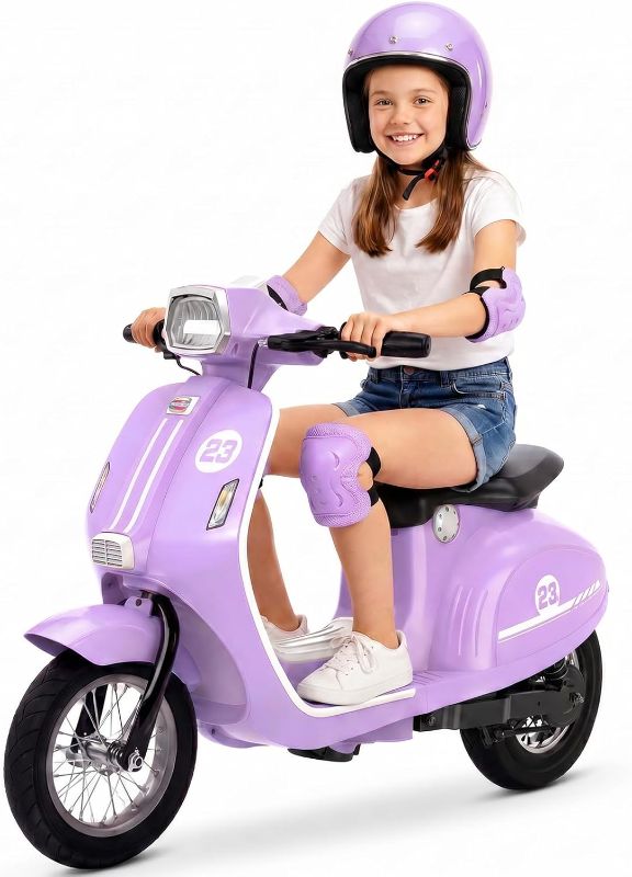 Photo 1 of Kids Motorcycle, 2 Wheel Electric Motorcycle for Girls Ages 8-12, 24V Ride on Toys with Music, Story, Headlight, 3 Speed Options, Up to 60min Ride Time, for Riders up to 143 lbs, Easy Assemble, Purple