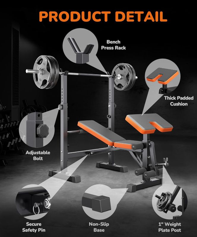 Photo 1 of Adjustable/Foldable Weight Bench, 660LBS Home Gym Workout Bench Lifting Sit-up Exercise Bench for Bench Press