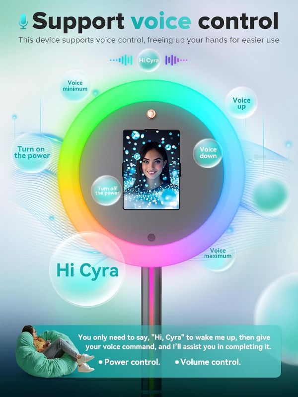 Photo 1 of Photo Booth Machines,Portable Photo Booth with Voice Control Digital Selfie Photobooth RGB Ring Light Tablet Photo Booth for Parties, Weddings, Events