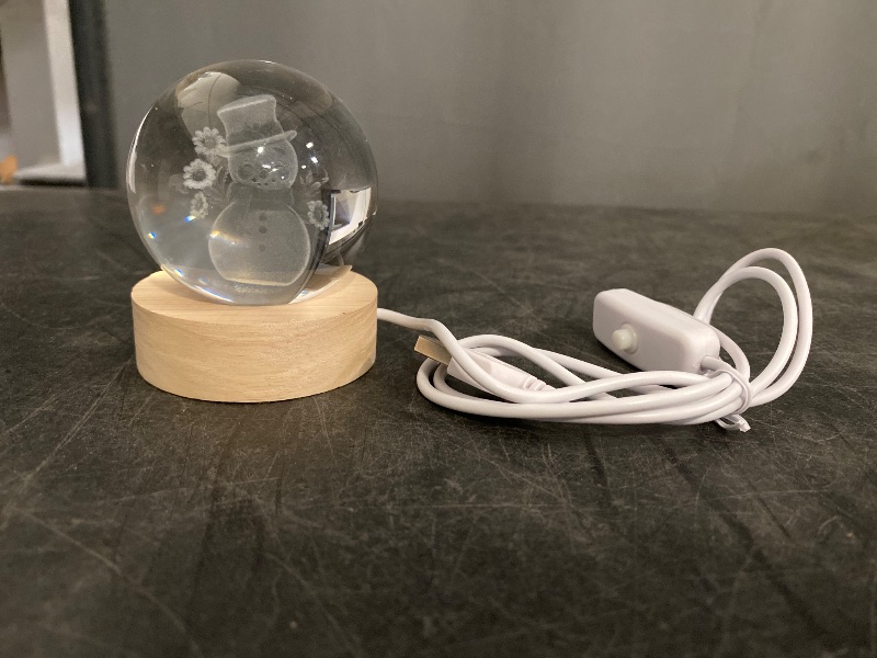 Photo 1 of 3D Crystal Ball Night Light Mood Lighting Cozy Comfort Gifts Home Decor lamp for Bedroom Space Lamps Happy Cozy Comfort Gifts (Snowman)