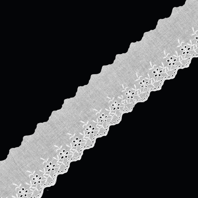 Photo 1 of 8 ft long cotton floral eyelet border lace