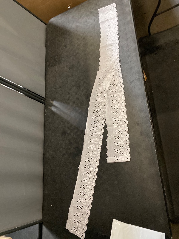 Photo 1 of 8 ft long cotton floral eyelet border lace