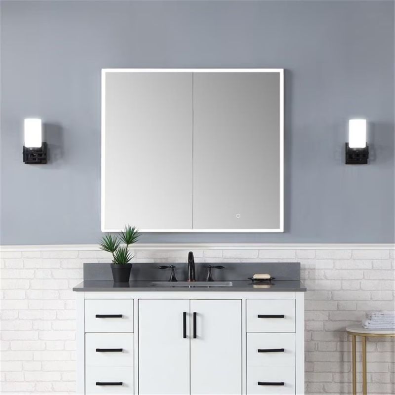 Photo 1 of Carsoli Rectangle 36" Frameless Surface-Mount/Recessed LED Lighted Bathroom Medicine Cabinet
