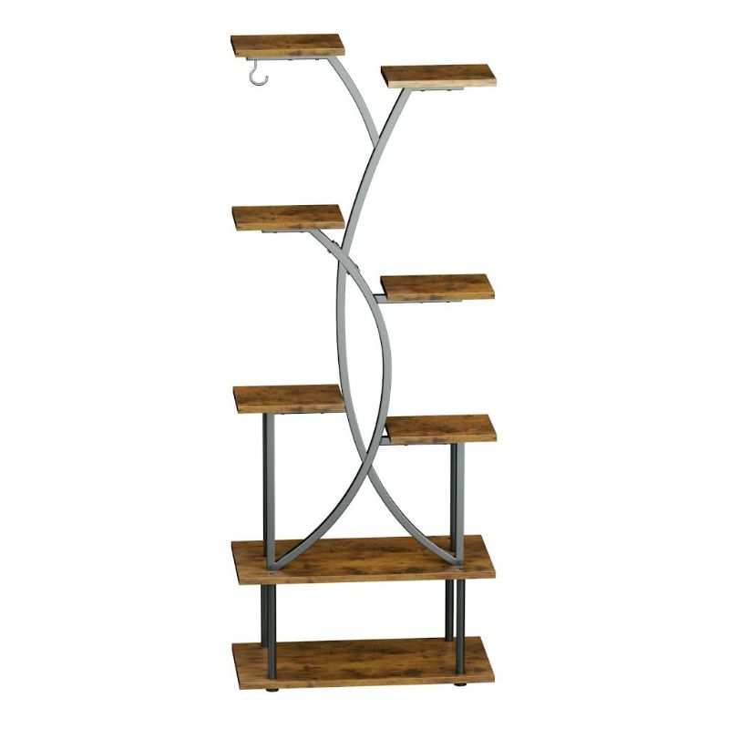 Photo 1 of 8-Tier Metal Plant Shelf with Grow Light, Adjustable Brightness and Timer Plant Shelf (27.56 in. W x 63.78 in. H)