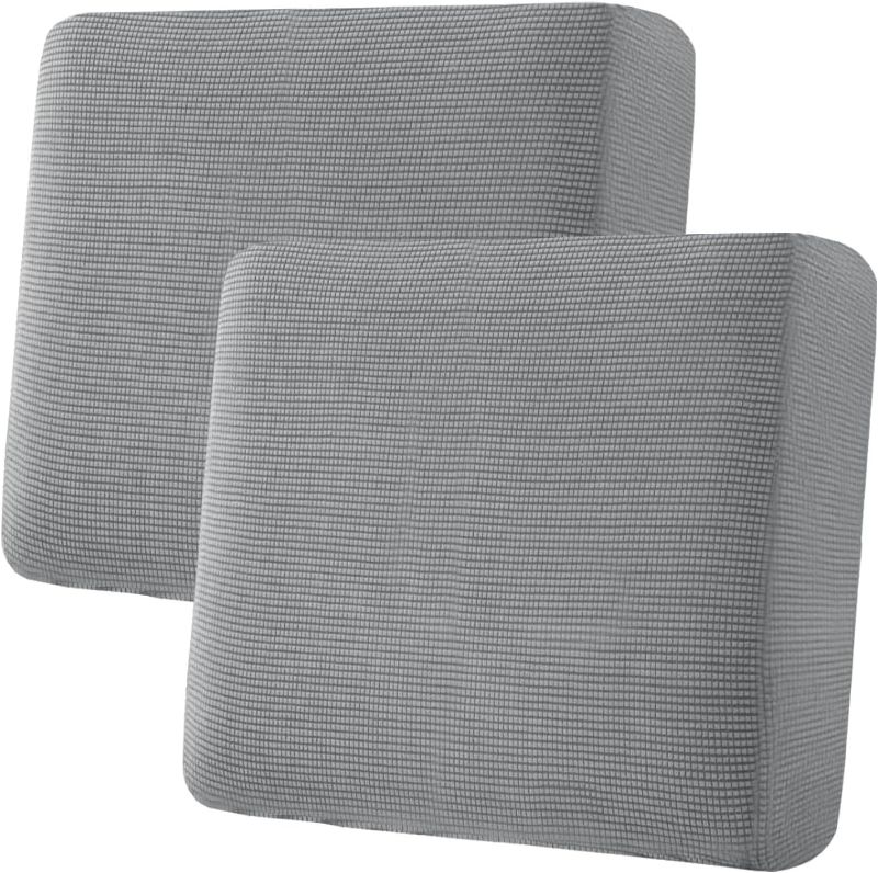 Photo 1 of 2 ft.H.VERSAILTEX Super Stretch Individual Seat Sofa Covers Slipcover Sets Thick Jacquard Textured Twill Fabric (2 Piece Large Sofa Cushion Covers, Dove)
