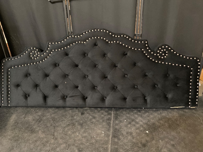 Photo 1 of Queen size Allewie  Platform Bed Frame with Velvet Tiara Upholstered Diamond Button Tufted Headboard, Black