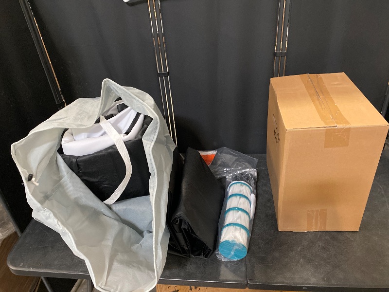 Photo 1 of ****DAMAGED******READ CLERK COMMENTS**
LILYPELLE 4-6 Person Inflatable Hot Tub, Square Portable Hot Tub with 130 Bubble Jets, Large Outdoor Spa Bathtub Set with Heater Pump, Filter and Insulated Cover, 73" X 73" X 25"