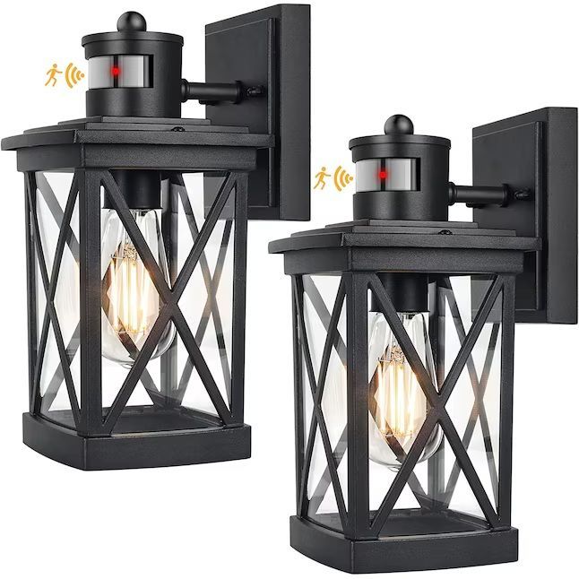 Photo 1 of ADJ 2 -Pack 1 -Light 11.4-in H Black Plug-in/Hardwired Motion Sensor Dark Sky Dusk to Dawn Outdoor Wall Light