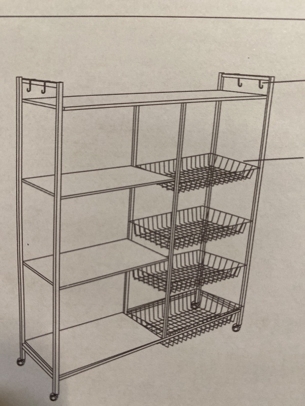 Photo 1 of Four-Tier Metal Kitchen Organizer Rack with Four Baskets