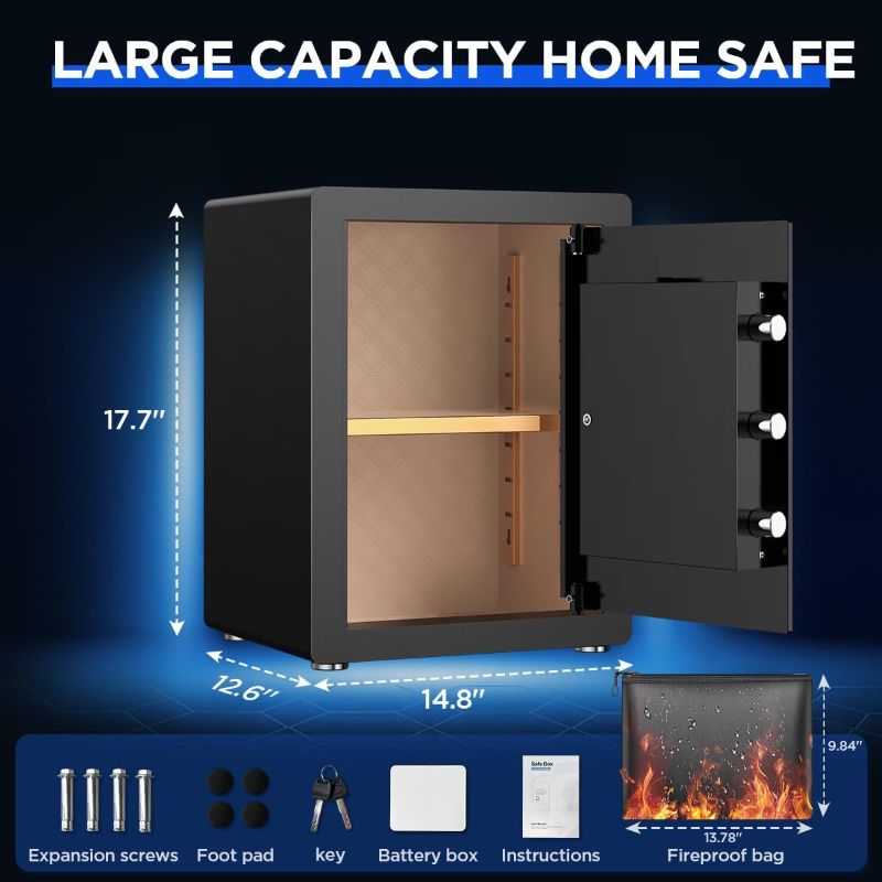 Photo 1 of Anti-Theft Digital Safe Box with Fireproof Waterproof Bag, LED Light & Alarm System - Security Safe with Adjustable Shelf for Jewelry, Cash - for Home, Office, Hotel(0.8/1.0/1.3/1.53/2.5Cuft)
Visit the MSYCOST Store