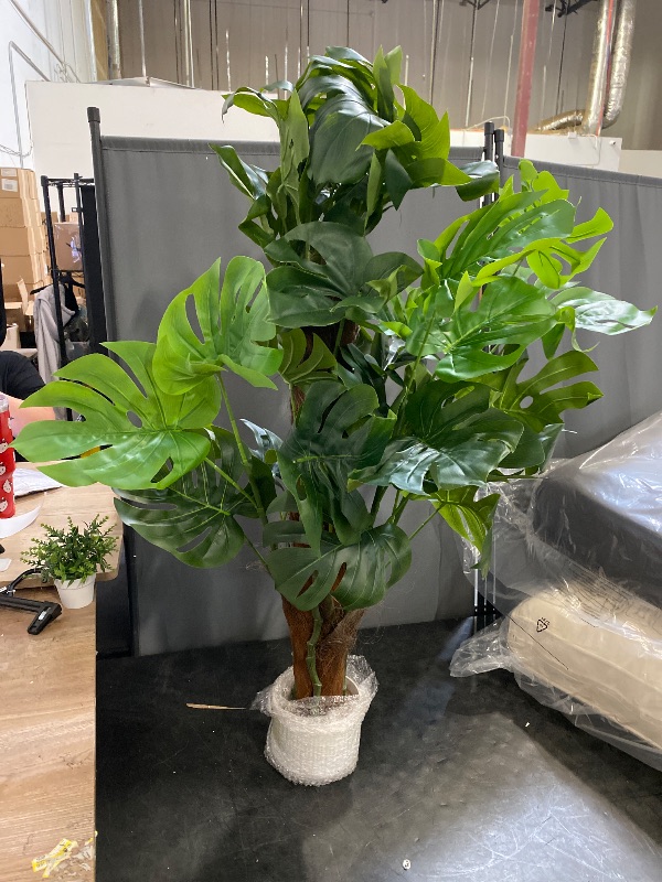 Photo 1 of Der Rose 28" Fake Plants Large Artificial Monstera Faux Potted Plants Indoor Tall for Outdoor Living Room House Floor Front Porch Tree Decor