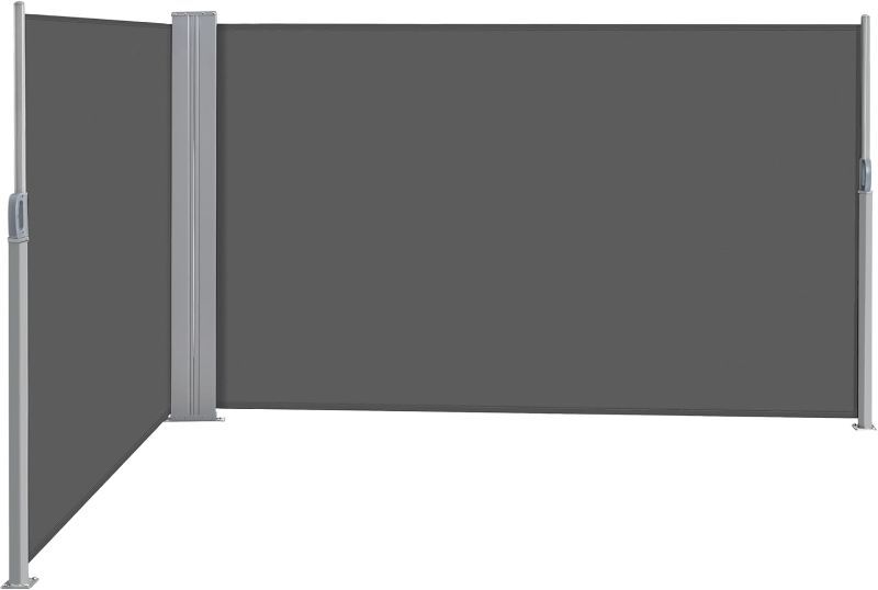 Photo 1 of TLGREEN Retractable Side Awning, Retractable Patio Screen Awning, UV Resistant, Sun Shade, Outdoor Privacy Screen for Garden, Balcony, Courtyard (Dark Gray)
