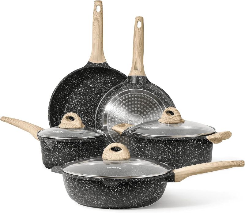 Photo 1 of CAROTE Granite Pots and Pans Set, 8 Pcs, Nonstick Frying Pan Set, Induction Cookware
