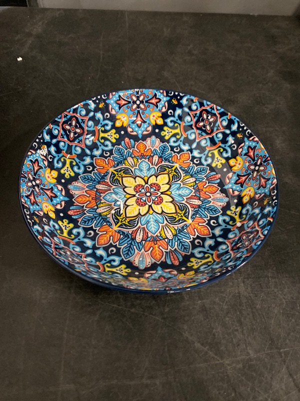 Photo 1 of 6 piece Bohemian Ceramic Pasta Bowls Set | Porcelain Salad and Oatmeal Serving Bowls,