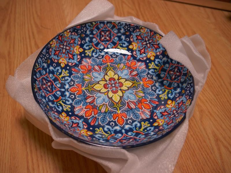 Photo 1 of 6 piece Bohemian Ceramic Pasta Bowls Set | Porcelain Salad and Oatmeal Serving Bowls,