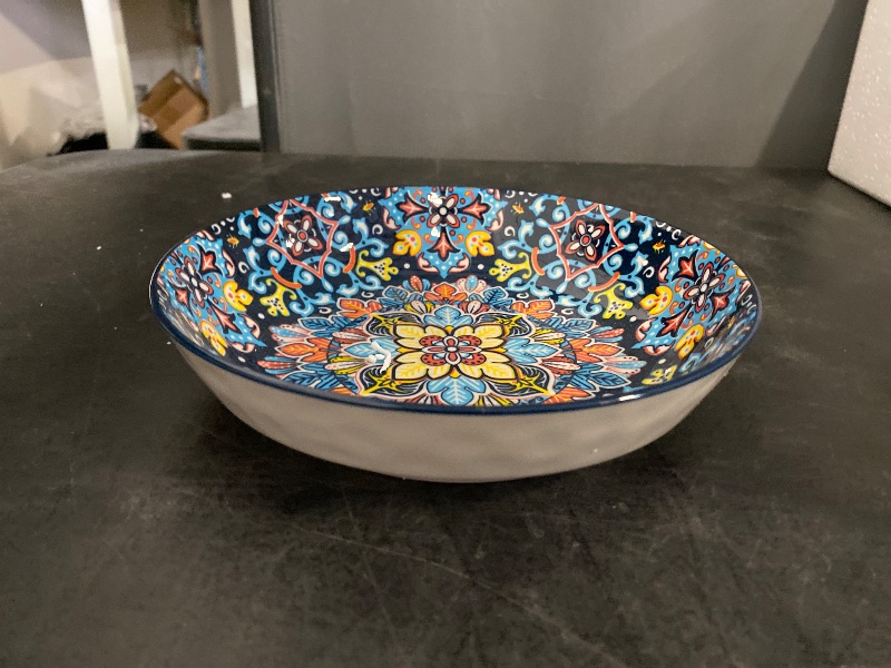 Photo 1 of 6 piece Bohemian Ceramic Pasta Bowls Set | Porcelain Salad and Oatmeal Serving Bowls,