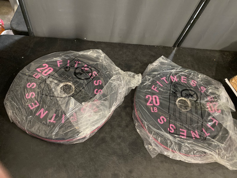 Photo 1 of Olympic Bumper Weight Plates 35LB Pair, High-Density Rubber Barbell Plates with 2-Inch Steel Insert, Color Coded, Low Bounce Noise Reduction, for Strength Training & Weightlifting (black and Pink)