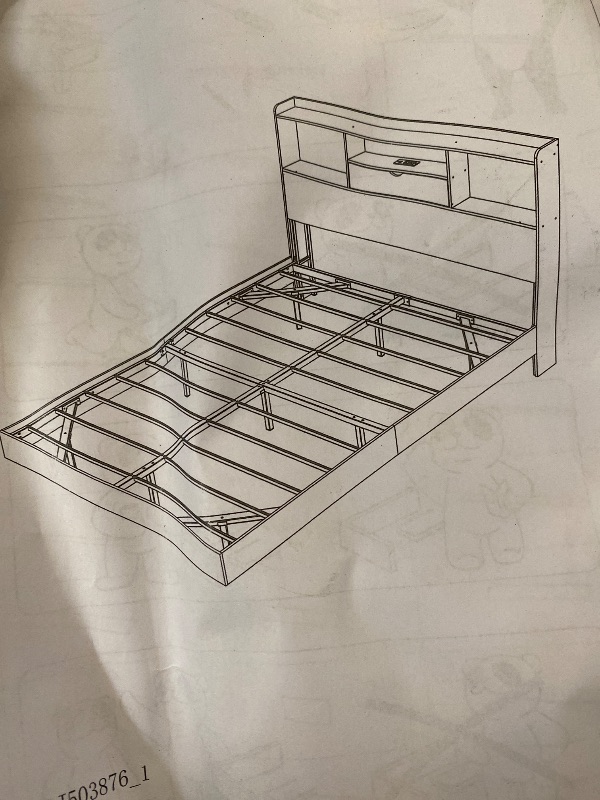 Photo 1 of Twin Size  triple Platform Bed with Storage Headboard, / Finish, Durable Particle Board Construction, for teenagers.