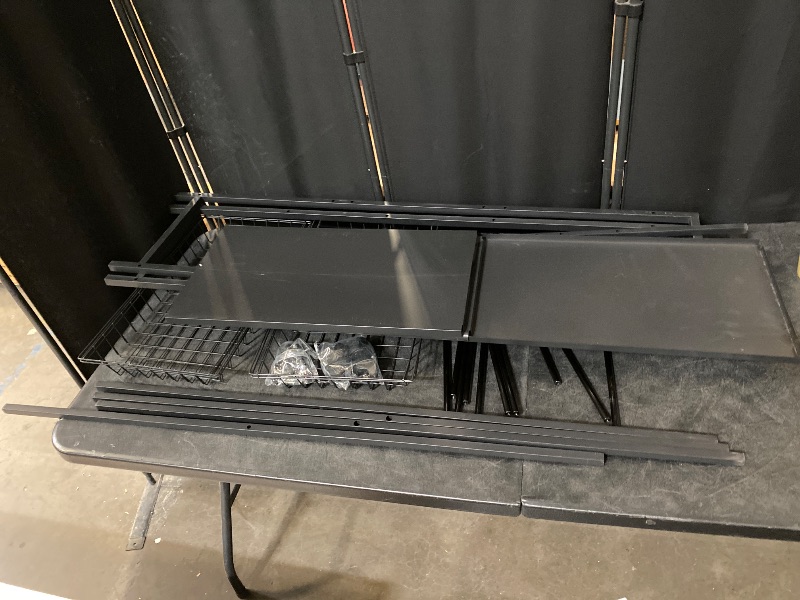 Photo 1 of 4-Tier Black Metal Kitchen Microwave Storage Rack with Wheels and 4 Side Baskets, 90cm