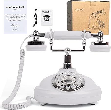 Photo 1 of Audio Guest Book Wedding Phone, Record Customized Audio Message with Guest Book Retro Phone Audio GuestBook for Wedding Birthday Party Confession, White