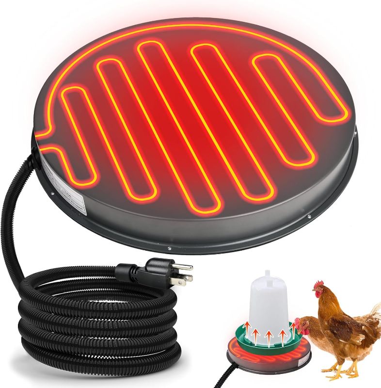 Photo 1 of Chicken Water Heater for Winter - 15.35" Poultry Waterer Heated Base, 125W Drinker Heater Base with Thermostat to Prevent Water Freezing in Metal or Plastic Drinkers