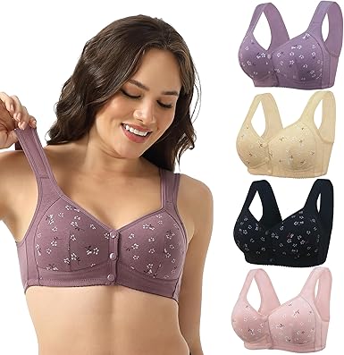 Photo 1 of 46 Inch Band  Daisy Bras for Women, Front Snap Closure Padded Bra for Older Senior Women, No Underwire Comfortable Bra