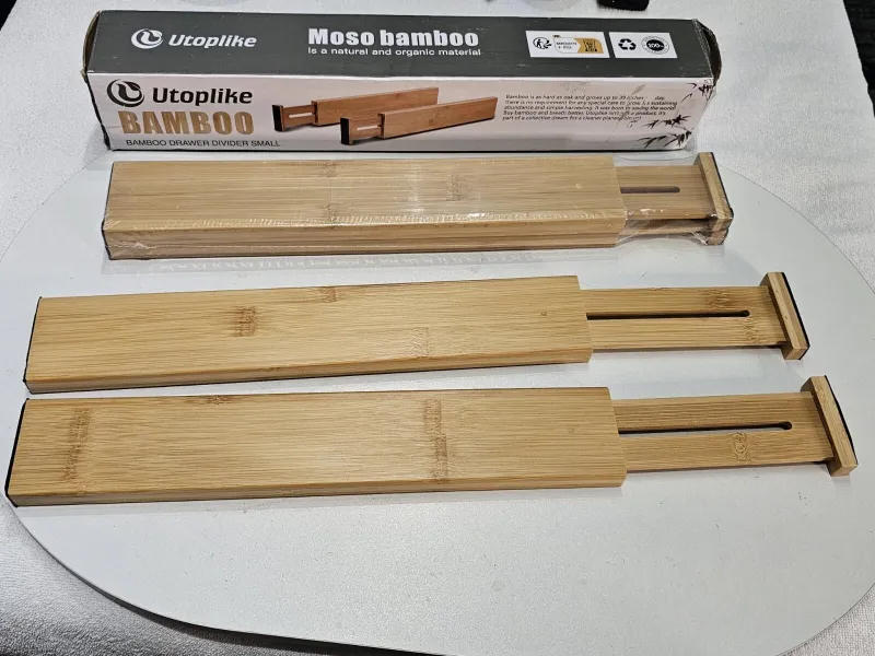Photo 1 of 4 PCS Bamboo Kitchen Drawer Dividers, Adjustable Drawer Organizers