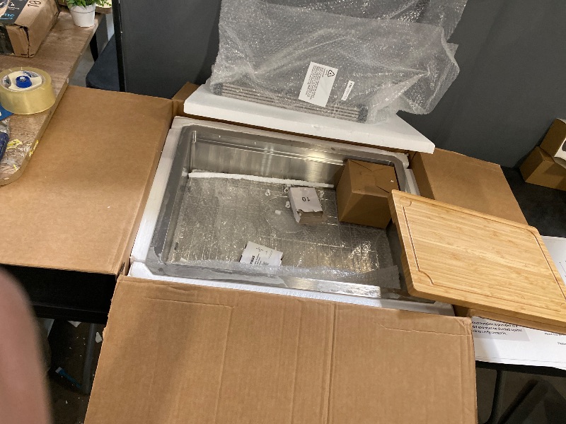 View 3 of Kraus Standart PRO 23" Single Basin 16 Gauge Stainless Steel Kitchen Sink for Undermount Installations - Basin Rack and Basket Strainer Included