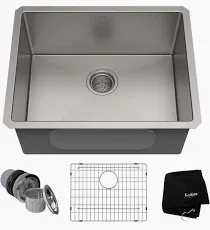 Photo 1 of Kraus Standart PRO 23" Single Basin 16 Gauge Stainless Steel Kitchen Sink for Undermount Installations - Basin Rack and Basket Strainer Included