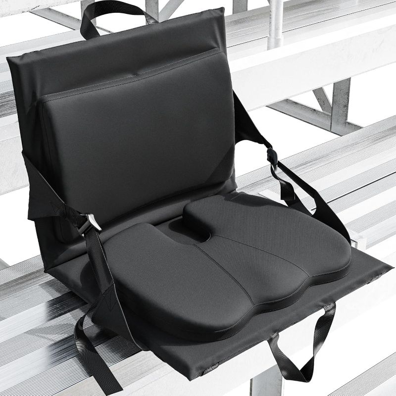 Photo 1 of Everlasting Comfort Stadium Seats with Back Support - Adjustable Memory Foam Bleacher Chairs with Back and Cushion, Portable, Easy Folding Stadium Seat Cushion with Storage Pocket