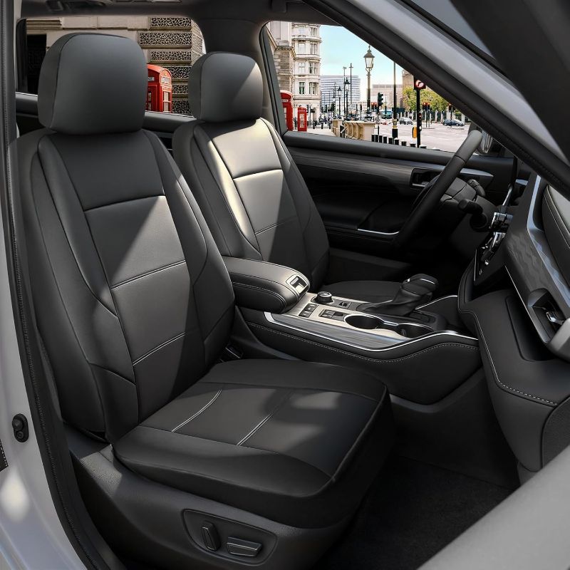 Photo 1 of GIANT PANDA Full Set Seat Covers for Toyota RAV4, Corolla (2013-2026, Not Hybrid), Camry, Prius (2010-2026),Corolla Cross, 60/40 Split Rear & Front Protector, Faux Leather(Black)