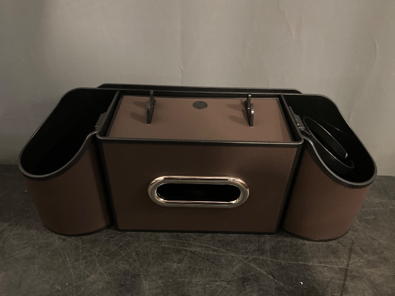 Photo 1 of Back Seat Car Organizer,4 in 1 Multifunctional Car Back Seat Storage Box with Drink Cup Holder Tissue Box, for Hold Phone,Snacks, Drinks, Handbag