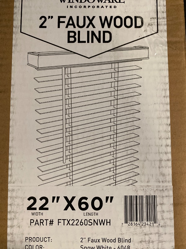 Photo 1 of 22"x60" Light Filtering Vinyl Mini Blind White