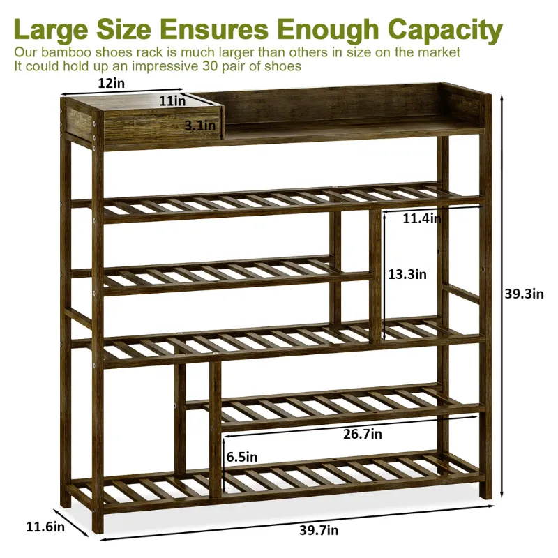 Photo 1 of Bamworld Shoe Rack for front door entrance Bamboo Shoe Organizer with Storage Box Free Standing shoe cabinet Shoe Storage Shelf for entryway, Closet and Doorway