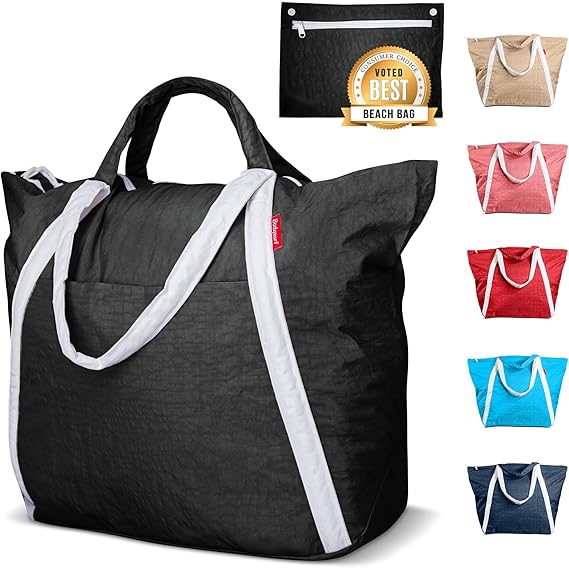 Photo 1 of Bodysurf Beach Bags Waterproof Sandproof - Packable Foldable Nylon Zipper Tote Bag for Travel Lightweight, Pool, Boat, Cruise