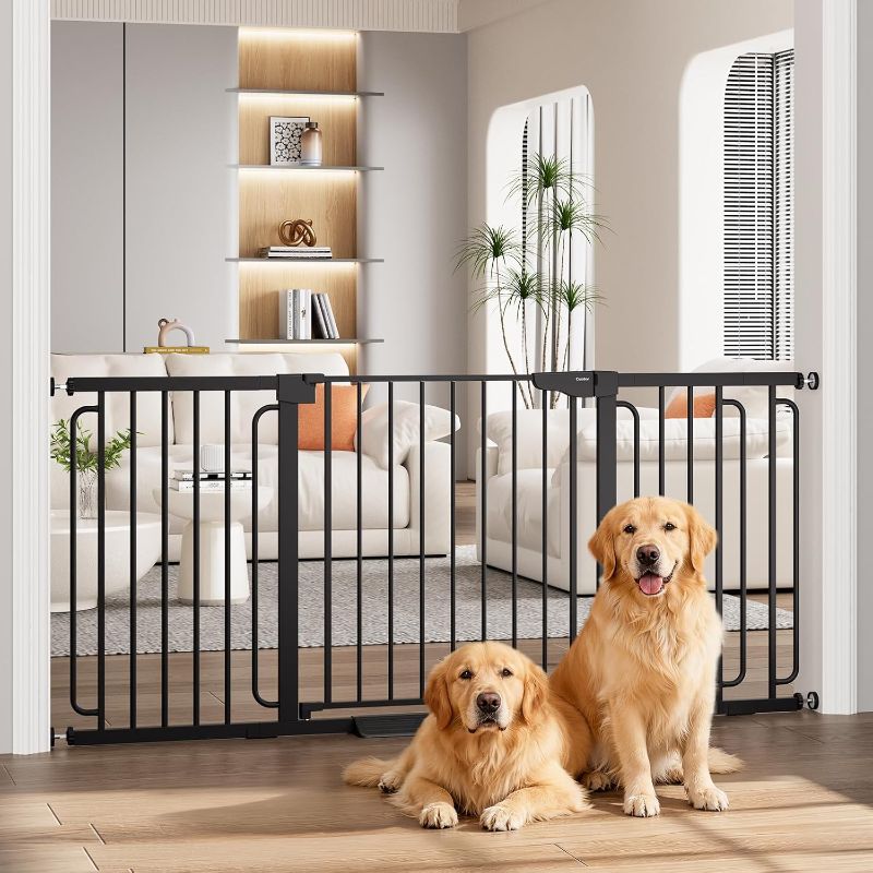 Photo 1 of Cumbor Extra Wide Baby Gate, 29.7-45.2in Walk-Through Dog Gate for Stairs, Doorways & Hallways,Auto-Close & Dual-Swing Safety Child Gate Indoor, Easy Install Pressure-Mounted Pet Gate, Black