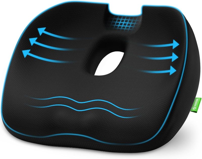 Photo 1 of AUVON Innovative Donut Pillow Hemorrhoids Scientific Center Hole and Tailbone Cutout, Orthopedic Pain Relief Donut Seat Cushion for Coccyx, Sciatica, Postpartum Pregnancy, After Surgery Sitting Relief